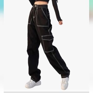 Madger Women 's High Waist Wide Leg Straight Denim Jeans Y2K Baggy Cargo pants